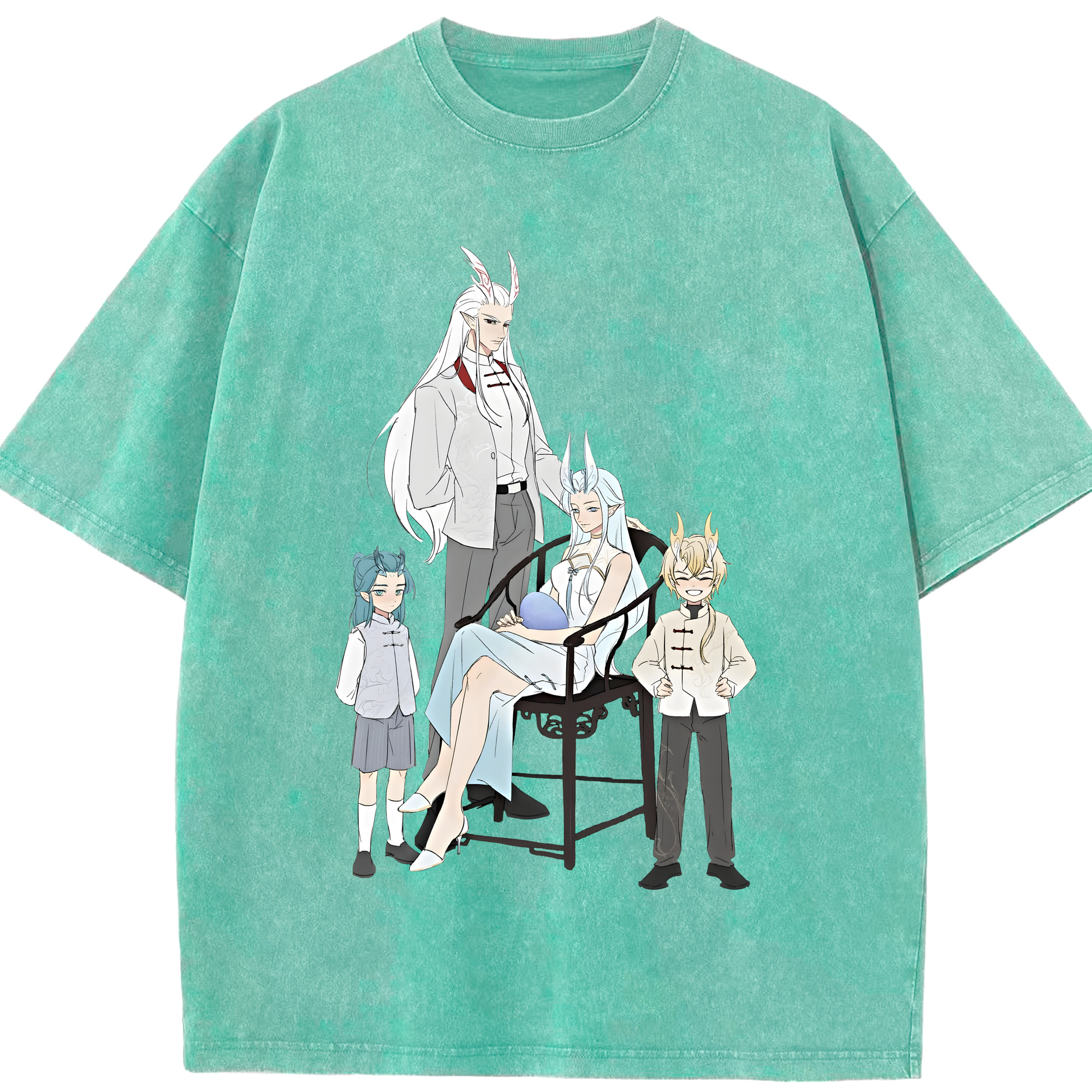 （画像用） Ne Zha 2 ナタ 魔童の大暴れ 綿100% ヴィンテージ風 半袖Tシャツ（フロントプリント）